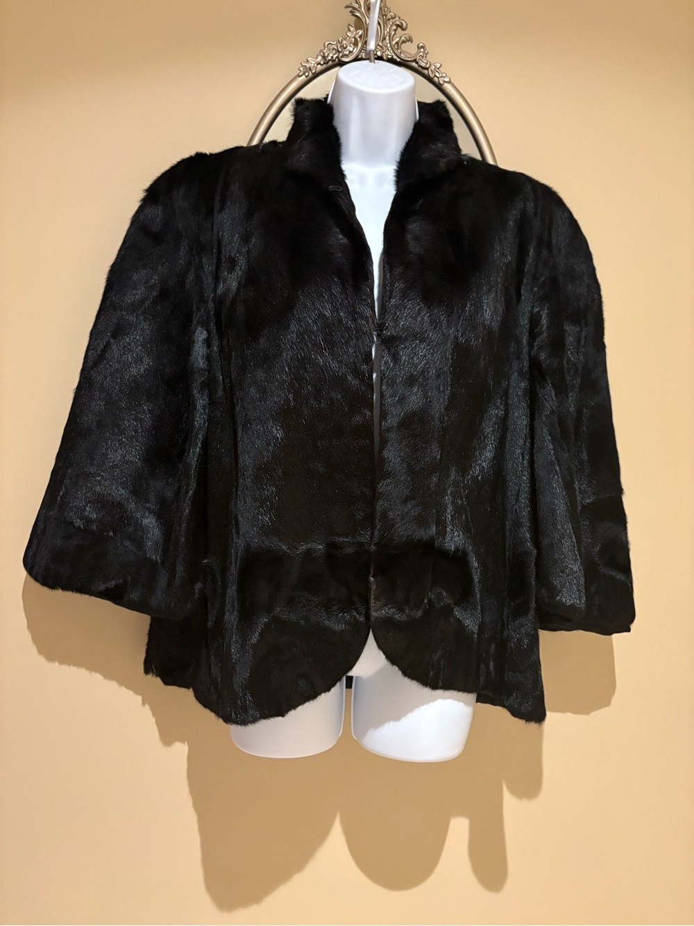 Estate Black Fur Cape Handcrafted Luxury size Large